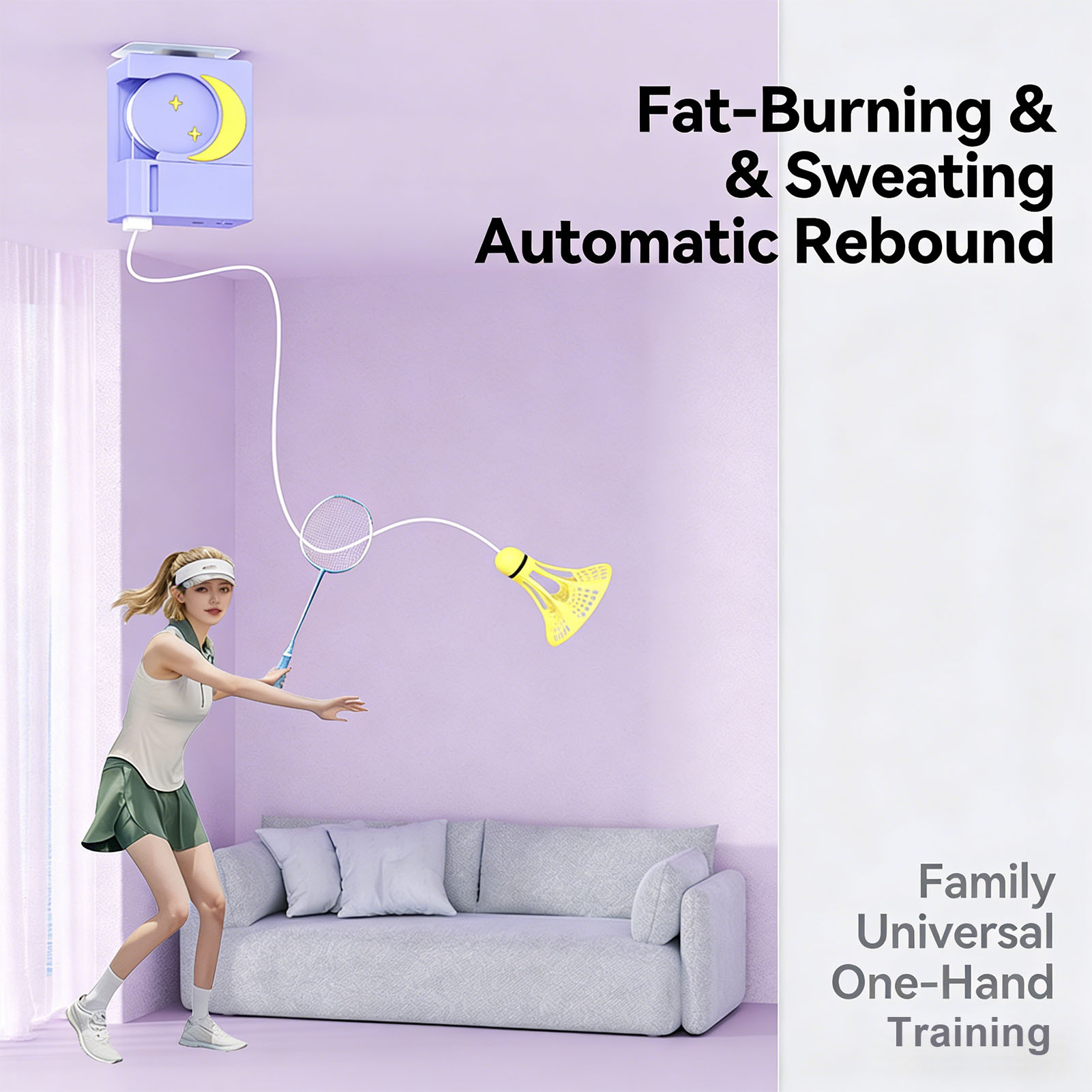 Badminton Raket - Automatic Rebound Badminton Trainer Kit Single
